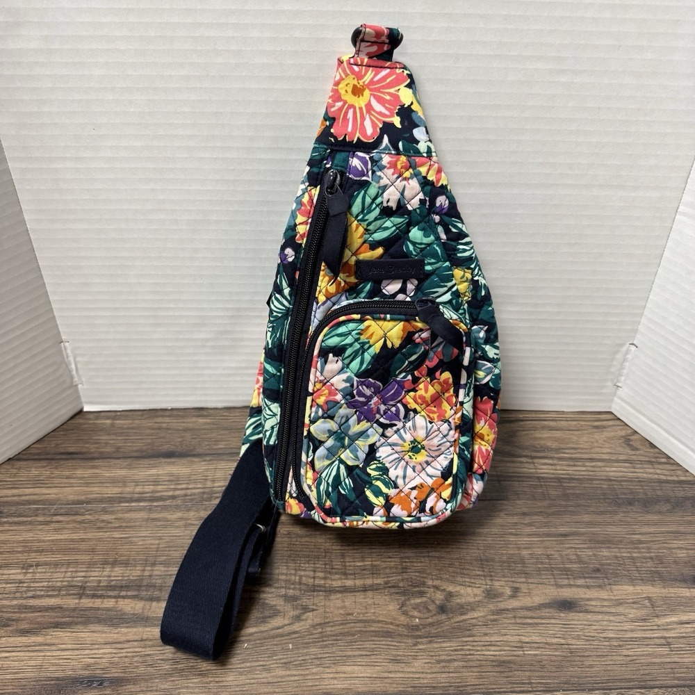 VERA BRADLEY CROSSBODY SLING BACKPACK FLORAL PRINT PURSE COLORFUL